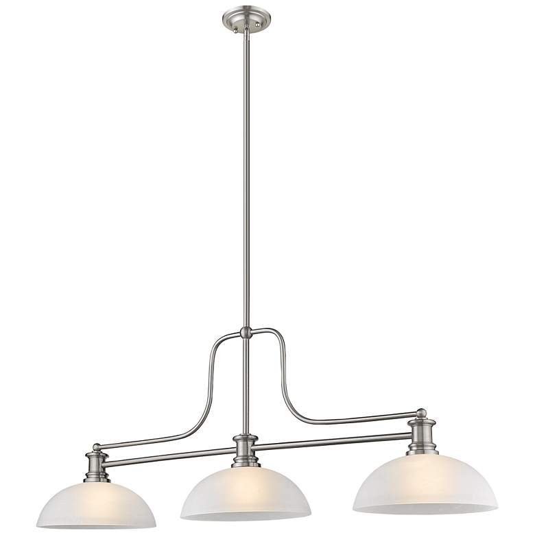 Image 1 Melange 52" Wide Brushed Nickel 3-Light Billiard Pendant