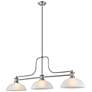 1_Melange 52" Wide Brushed Nickel 3-Light Billiard Pendant