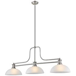 Melange 52" Wide Brushed Nickel 3-Light Billiard Pendant