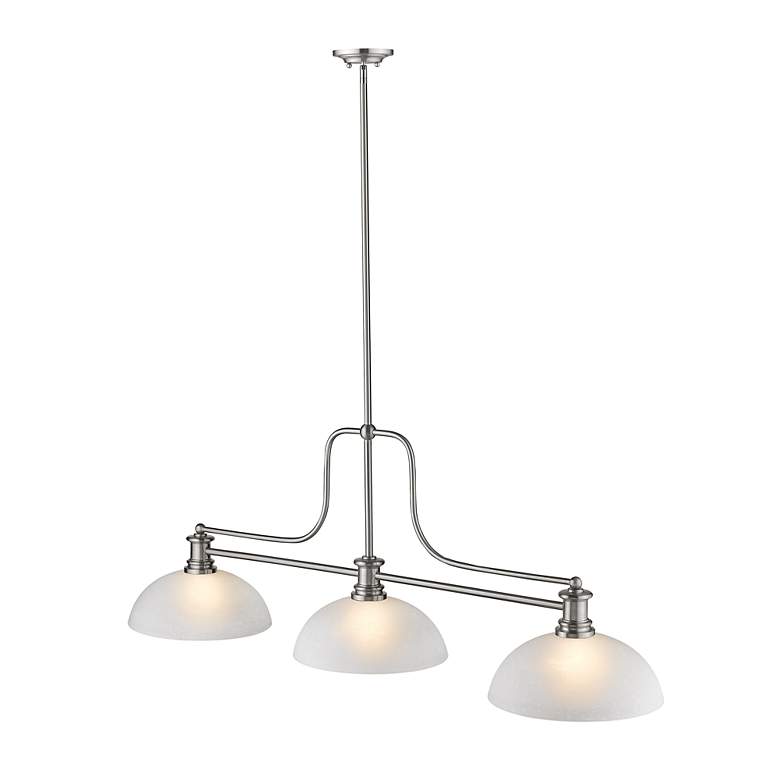 Image 2 Melange 52" Wide Brushed Nickel 3-Light Billiard Pendant more views
