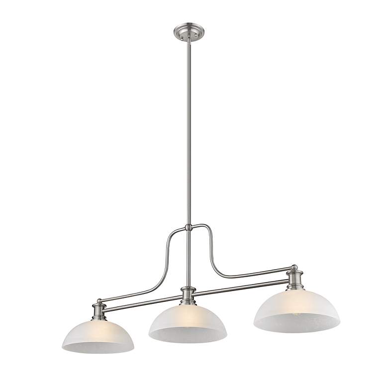 Image 3 Melange 52" Wide Brushed Nickel 3-Light Billiard Pendant more views