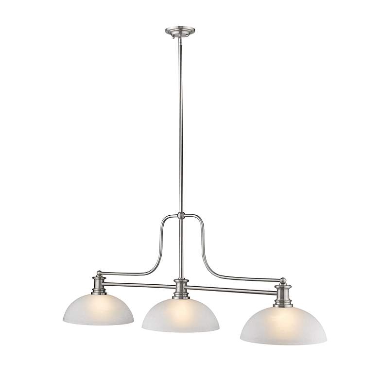 Image 4 Melange 52" Wide Brushed Nickel 3-Light Billiard Pendant more views