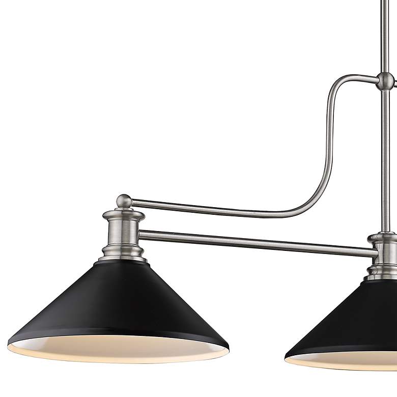 Image 3 Melange 52" Wide Brushed Nickel 3-Light Billiard Pendant more views