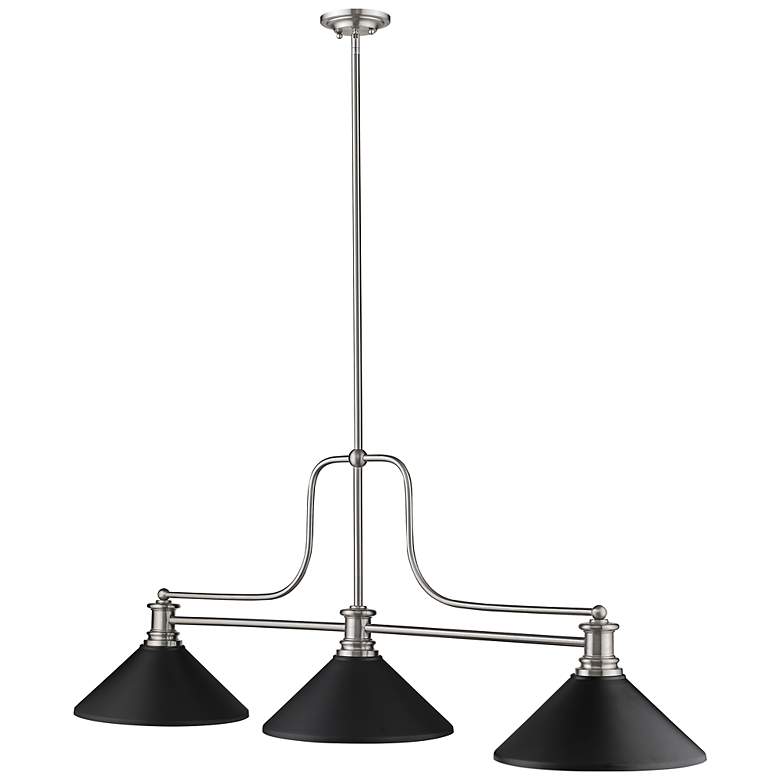Image 4 Melange 52" Wide Brushed Nickel 3-Light Billiard Pendant more views