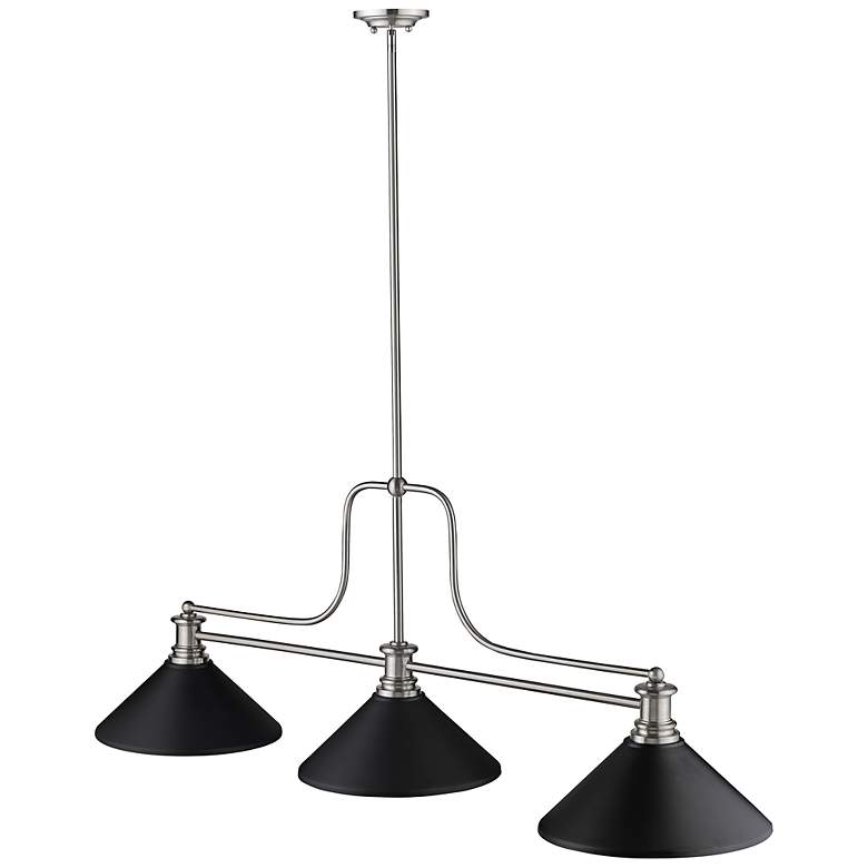 Image 5 Melange 52" Wide Brushed Nickel 3-Light Billiard Pendant more views