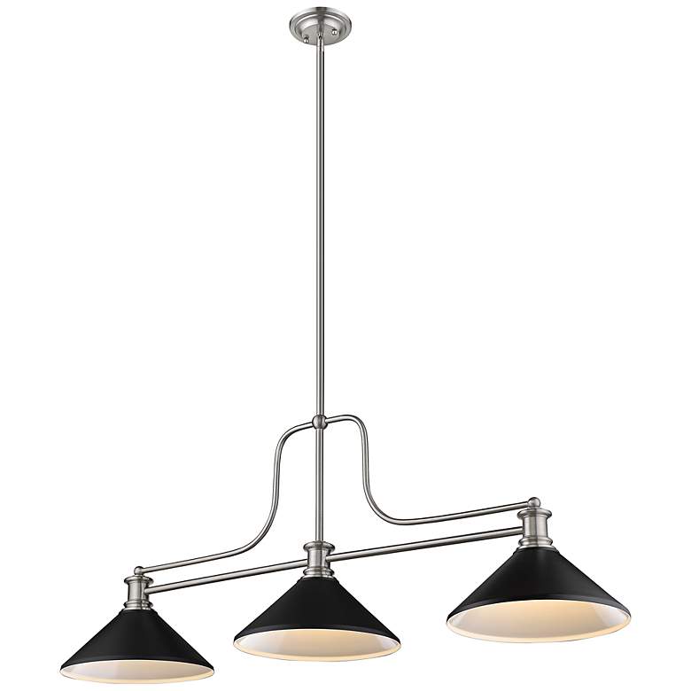 Image 6 Melange 52" Wide Brushed Nickel 3-Light Billiard Pendant more views