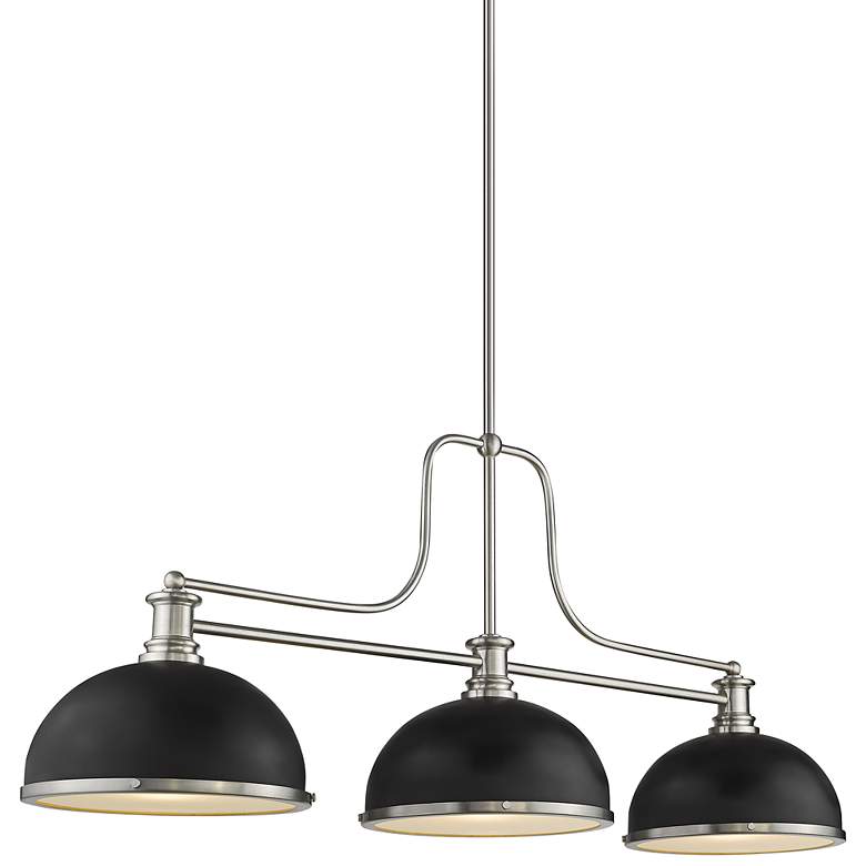 Image 3 Melange 52" Wide Brushed Nickel 3-Light Pendant