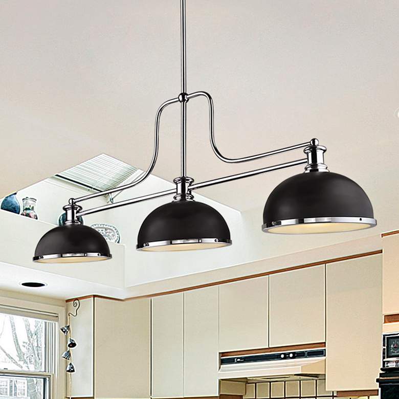 Image 2 Melange 52" Wide Brushed Nickel 3-Light Pendant