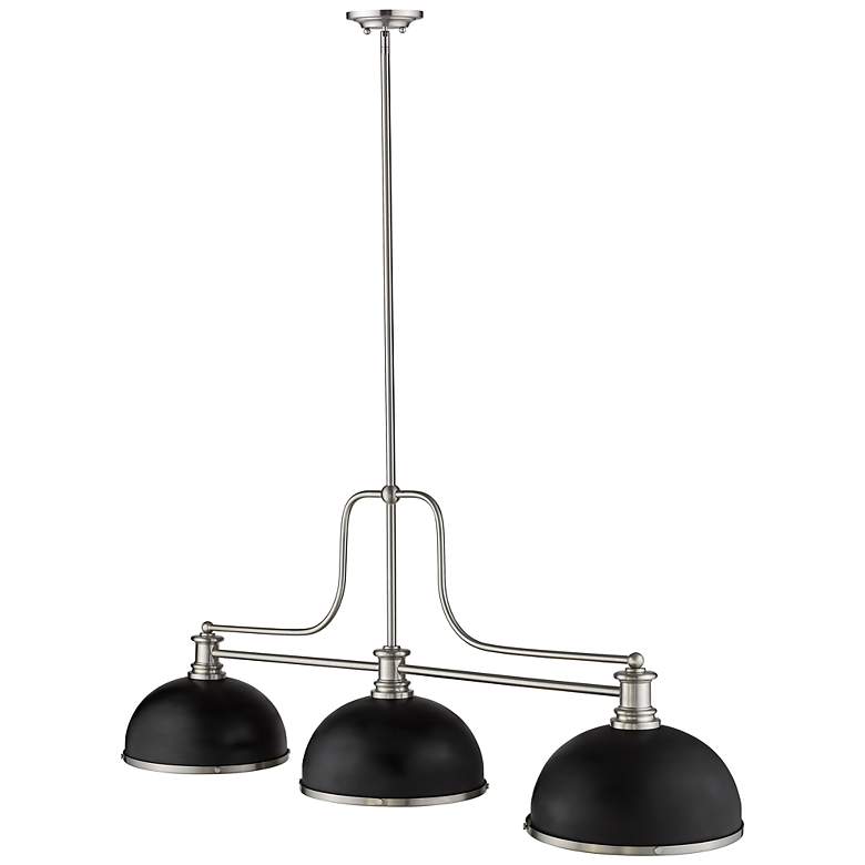 Image 5 Melange 52" Wide Brushed Nickel 3-Light Pendant more views