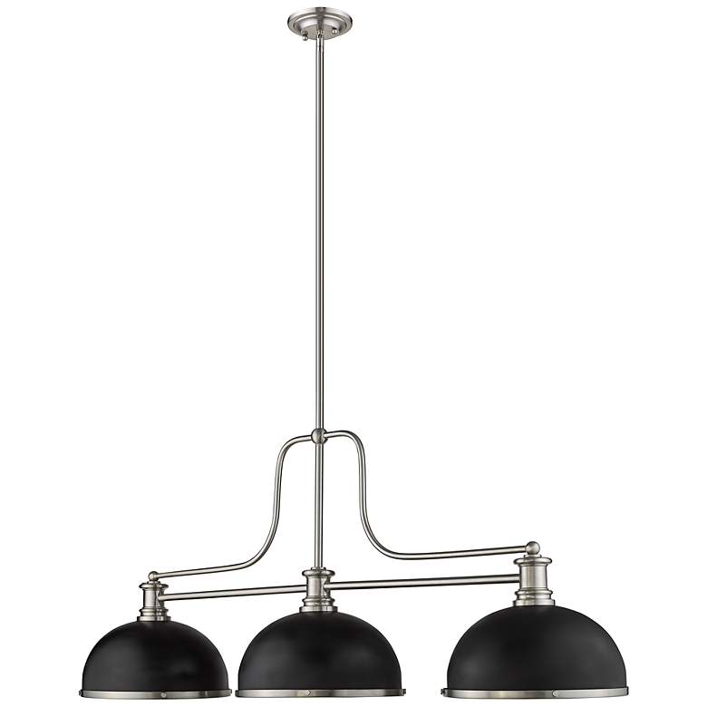 Image 6 Melange 52" Wide Brushed Nickel 3-Light Pendant more views
