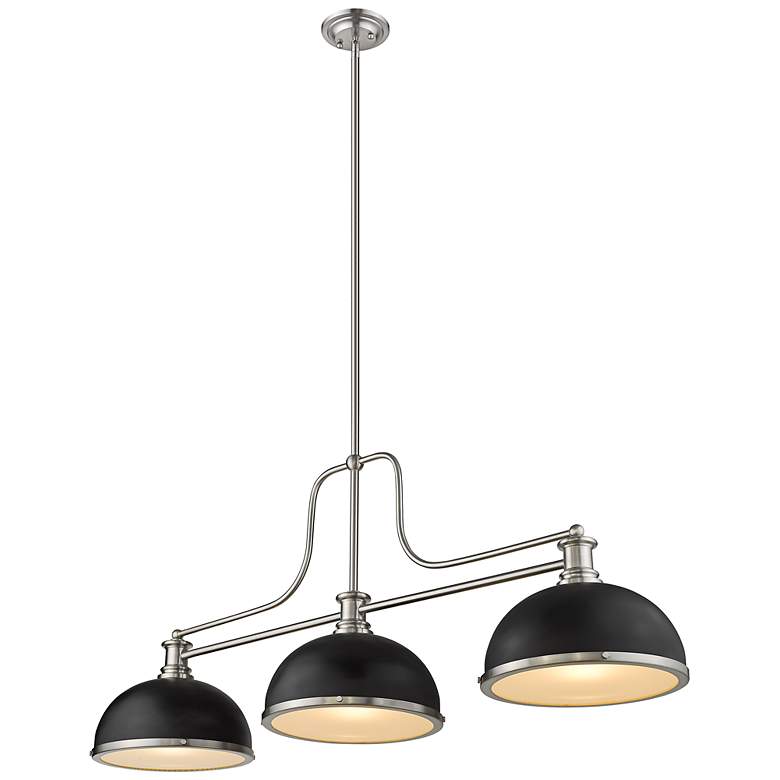 Image 7 Melange 52" Wide Brushed Nickel 3-Light Pendant more views
