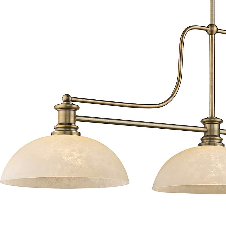 Image 3 Melange 52" Wide Heritage Brass 3-Light Billiard Pendant more views
