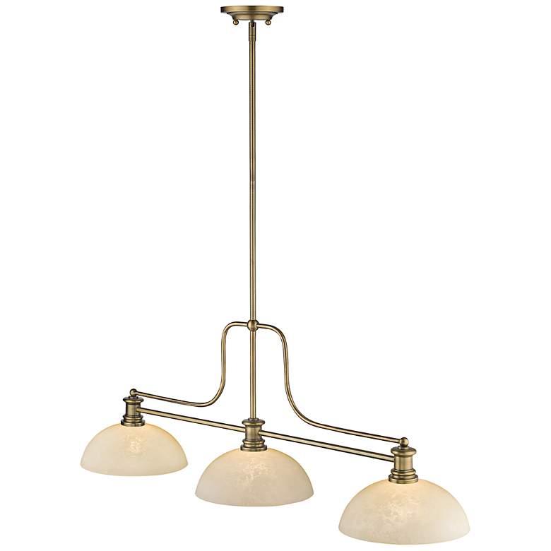 Image 4 Melange 52" Wide Heritage Brass 3-Light Billiard Pendant more views