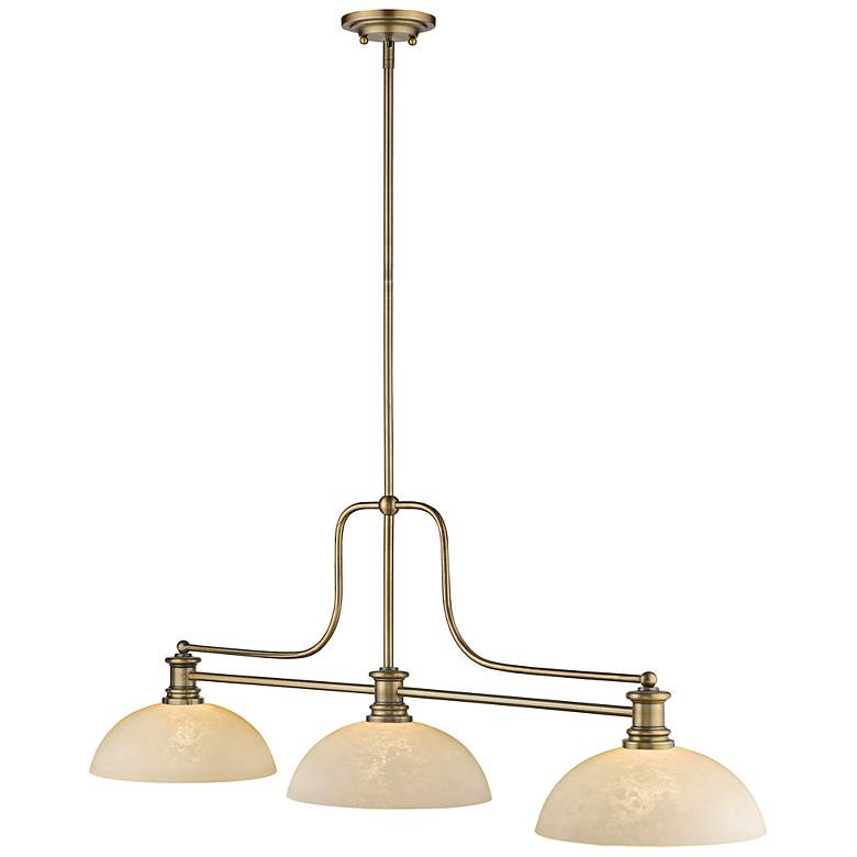 Image 5 Melange 52" Wide Heritage Brass 3-Light Billiard Pendant more views