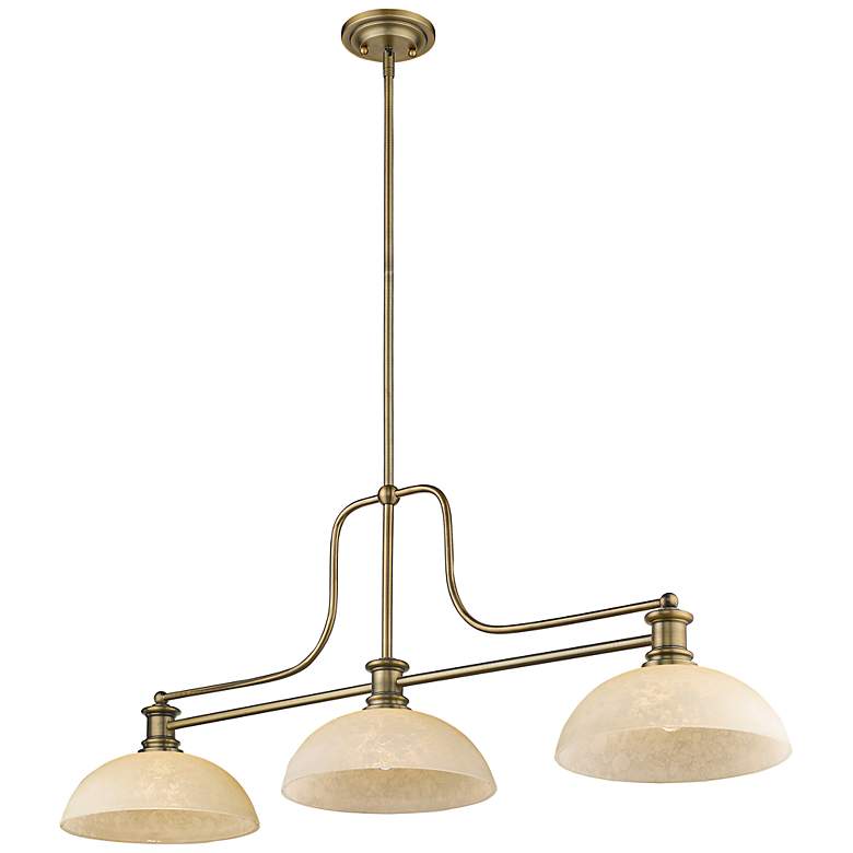 Image 6 Melange 52" Wide Heritage Brass 3-Light Billiard Pendant more views