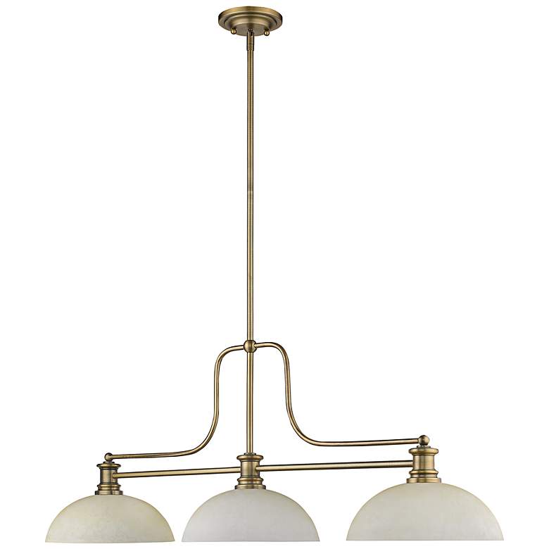 Image 7 Melange 52" Wide Heritage Brass 3-Light Billiard Pendant more views