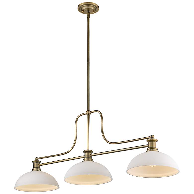 Image 3 Melange 52" Wide Heritage Brass 3-Light Billiard Pendant more views