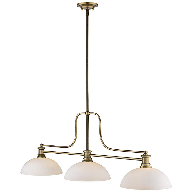 Image 4 Melange 52" Wide Heritage Brass 3-Light Billiard Pendant more views