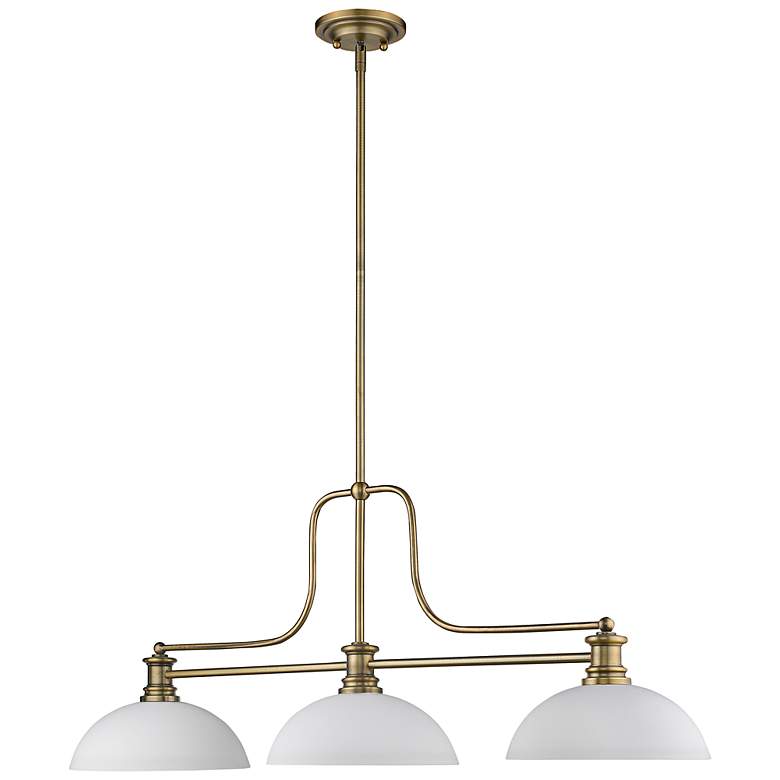 Image 6 Melange 52" Wide Heritage Brass 3-Light Billiard Pendant more views