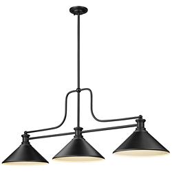 Melange 52" Wide Matte Black 3-Light Billiard Pendant