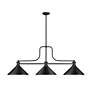 2_Melange 52" Wide Matte Black 3-Light Billiard Pendant more views