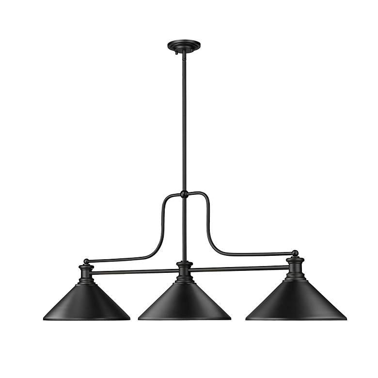 Image 3 Melange 52" Wide Matte Black 3-Light Billiard Pendant more views