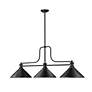3_Melange 52" Wide Matte Black 3-Light Billiard Pendant more views