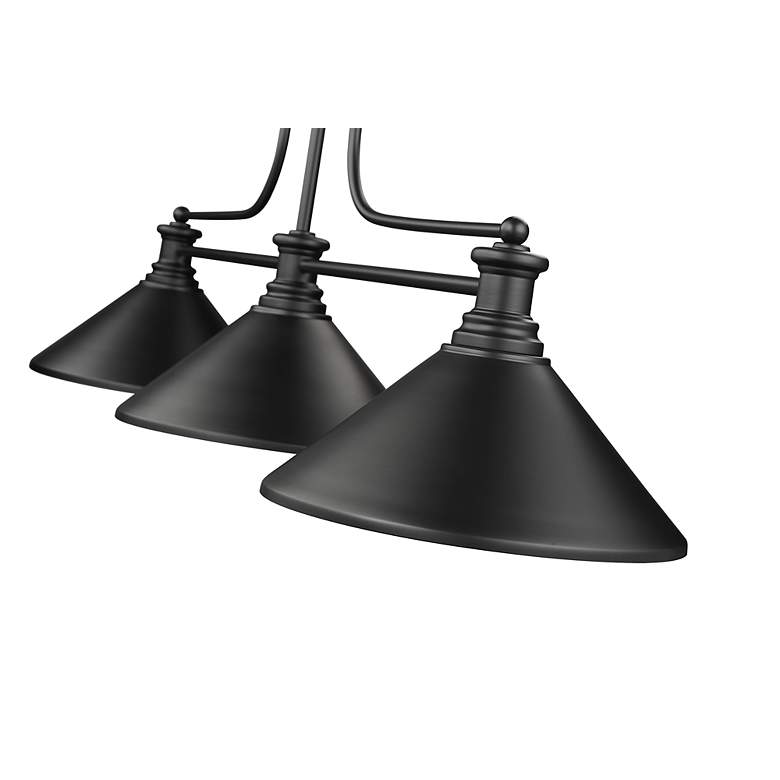 Image 4 Melange 52" Wide Matte Black 3-Light Billiard Pendant more views