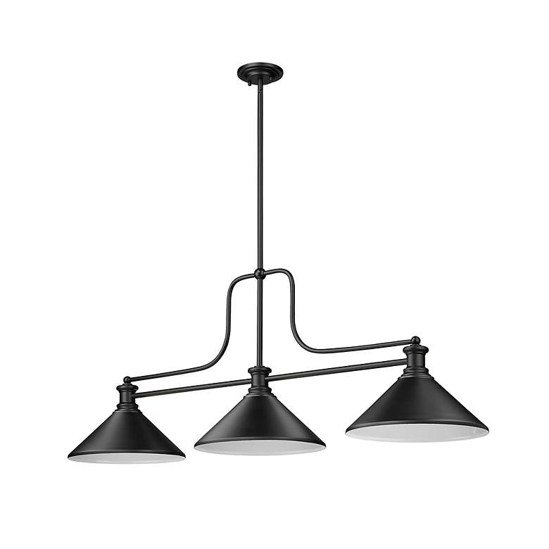 Image 5 Melange 52" Wide Matte Black 3-Light Billiard Pendant more views