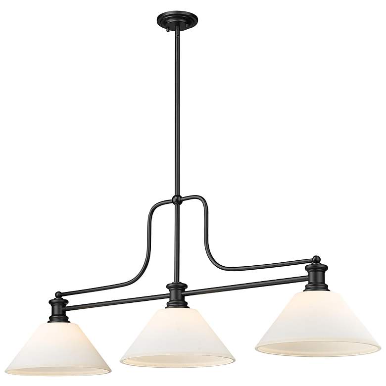 Image 1 Melange 52" Wide Matte Black Metal 3-Light Billiard Pendant