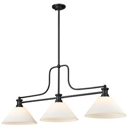 Melange 52" Wide Matte Black Metal 3-Light Billiard Pendant
