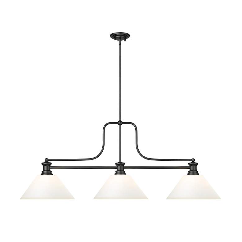Image 2 Melange 52" Wide Matte Black Metal 3-Light Billiard Pendant more views