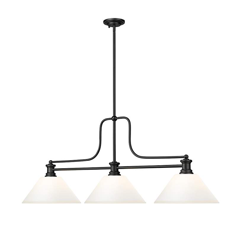 Image 3 Melange 52" Wide Matte Black Metal 3-Light Billiard Pendant more views