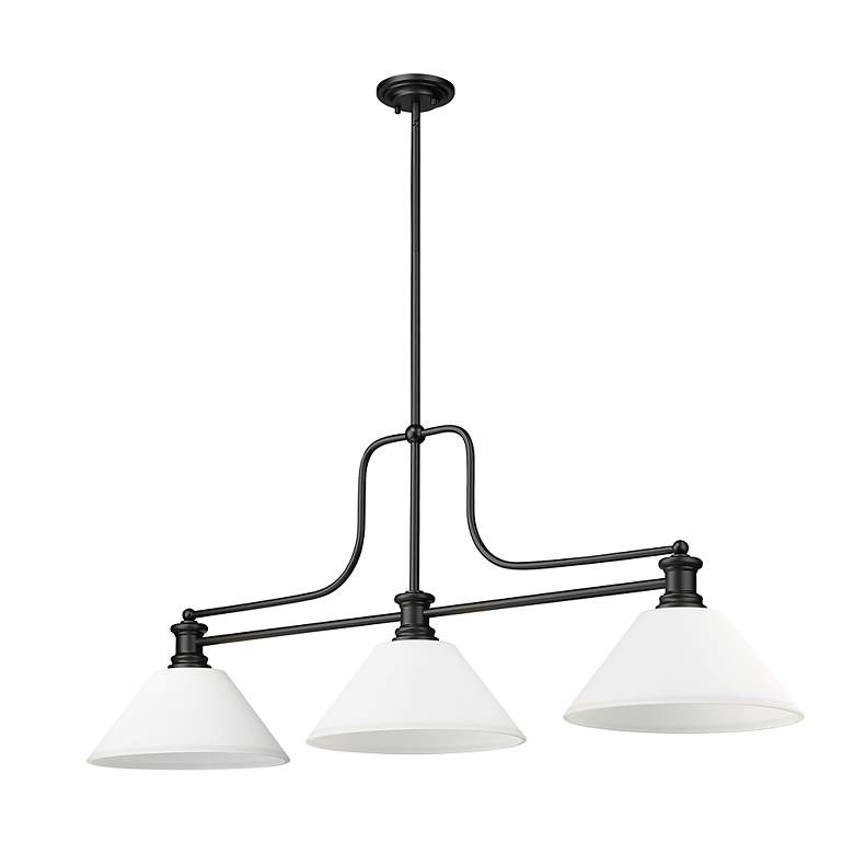 Image 5 Melange 52" Wide Matte Black Metal 3-Light Billiard Pendant more views