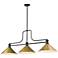 Melange 52"W Matte Black and Brass 3-Light Billiard Pendant