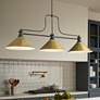 1_Melange 52"W Matte Black and Brass 3-Light Billiard Pendant