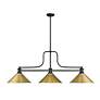 3_Melange 52"W Matte Black and Brass 3-Light Billiard Pendant more views