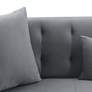 Melange 93" Wide Gray Velvet and Black Wood Sofa