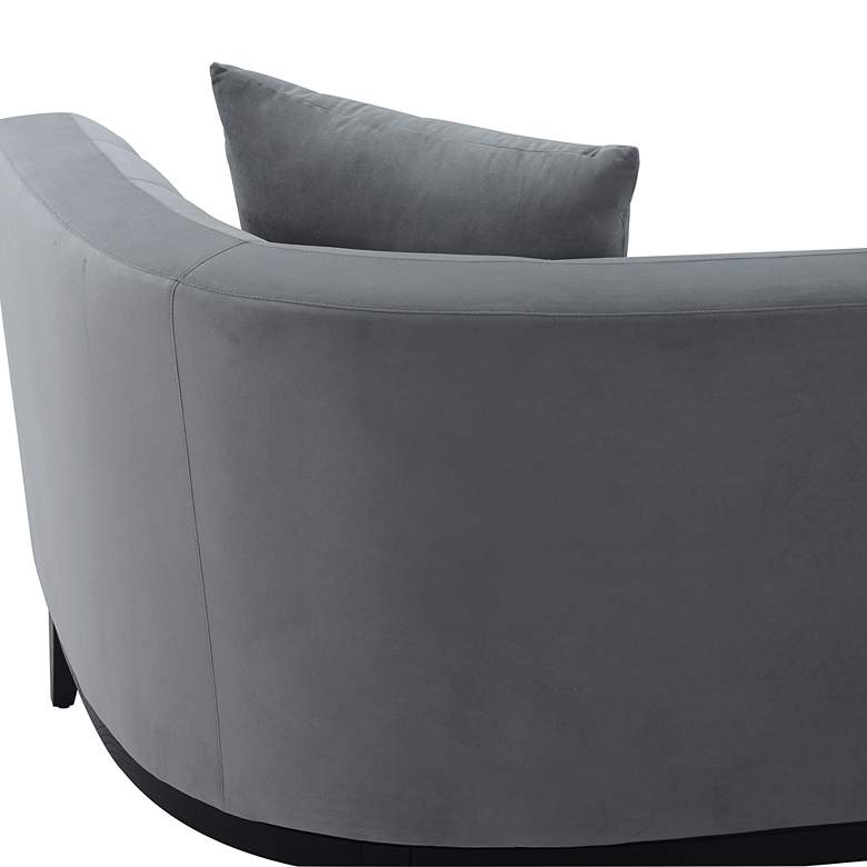 Image 5 Melange 93" Wide Gray Velvet and Black Wood Sofa more views