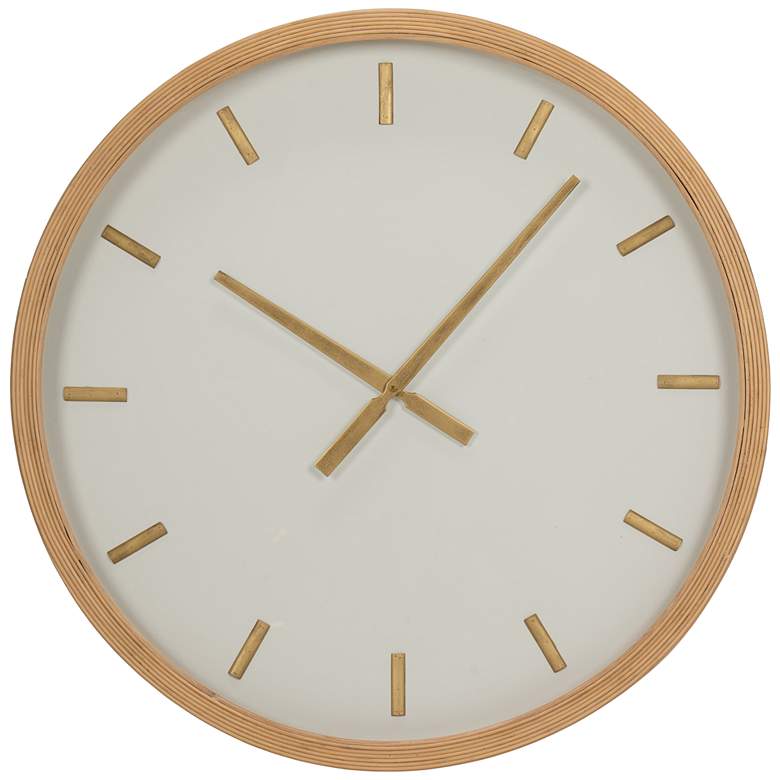 Image 1 Melania Natural Distressed 29 1/2 inch Round Wall Clock