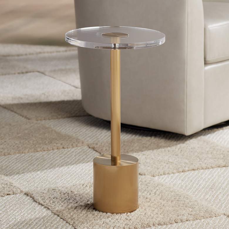 Image 2 Melanie 11 3/4" Wide Brushed Gold Round Side Table