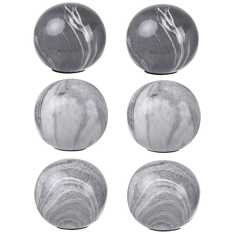 Image 1 Melanie Marbleized Gray Decorative Balls Set of 6