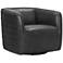 Melanie Pewter Genuine Leather Swivel Tufted Barrel Chair