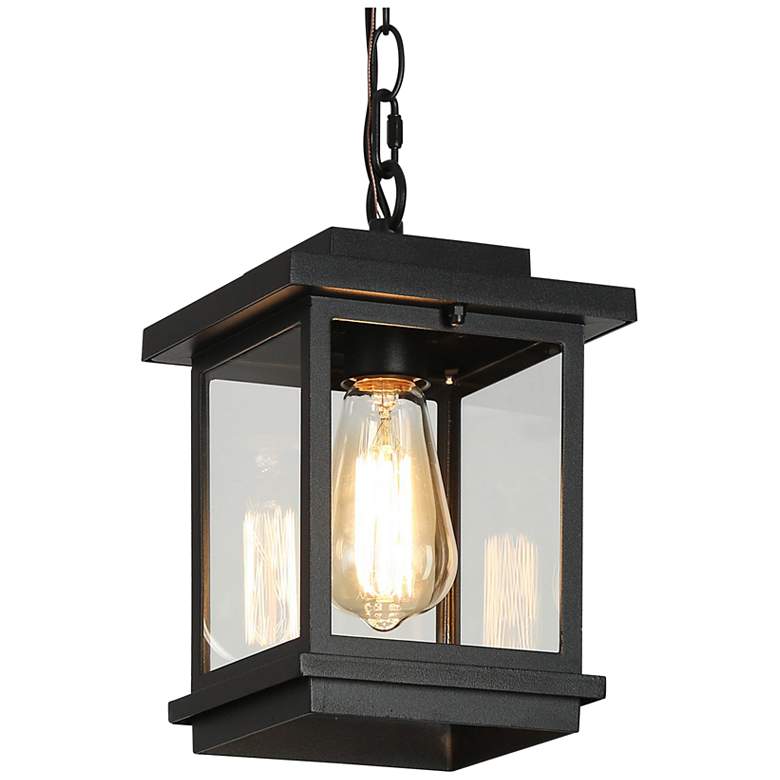 Image 1 Melansa 10.6" High Black Glass Outdoor Hanging Light
