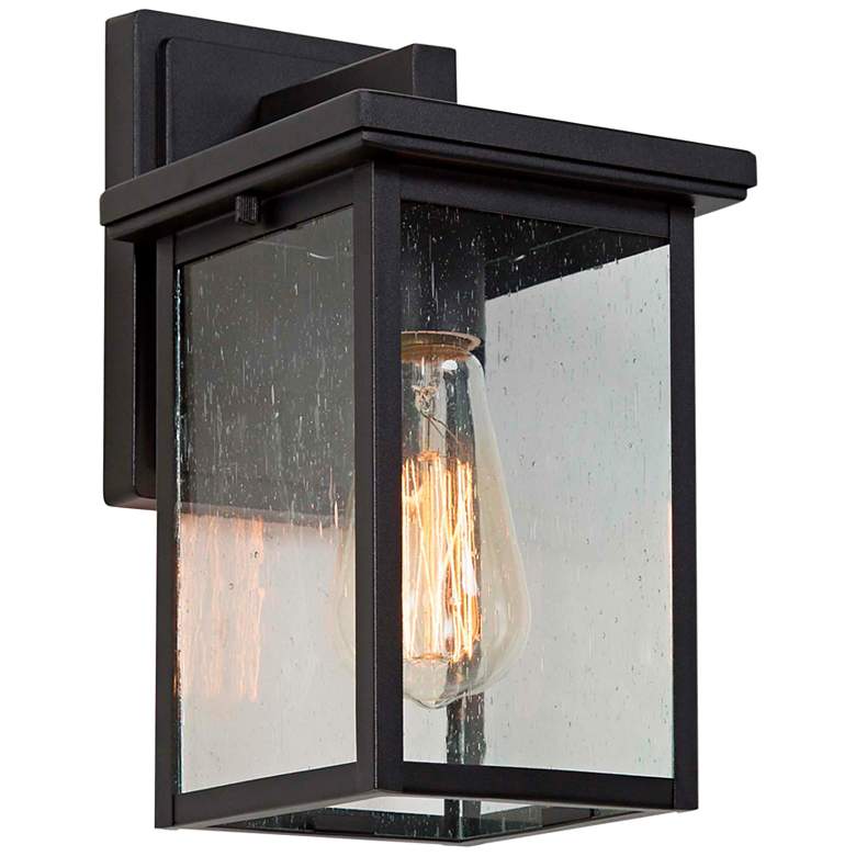 Image 1 Melanthius 10 1/2" High Textured Black Outdoor Wall Light