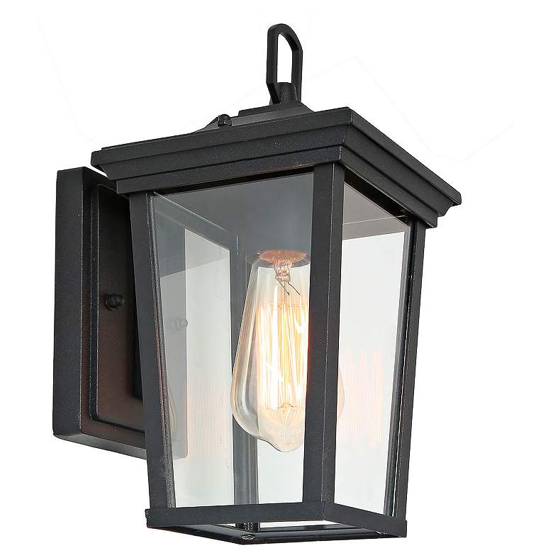 Image 1 Melanthius 11 3/4" High Textured Black Outdoor Wall Light