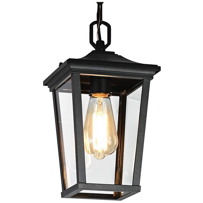 Image 1 Melanthius 12 1/2" High Textured Black Outdoor Hanging Light