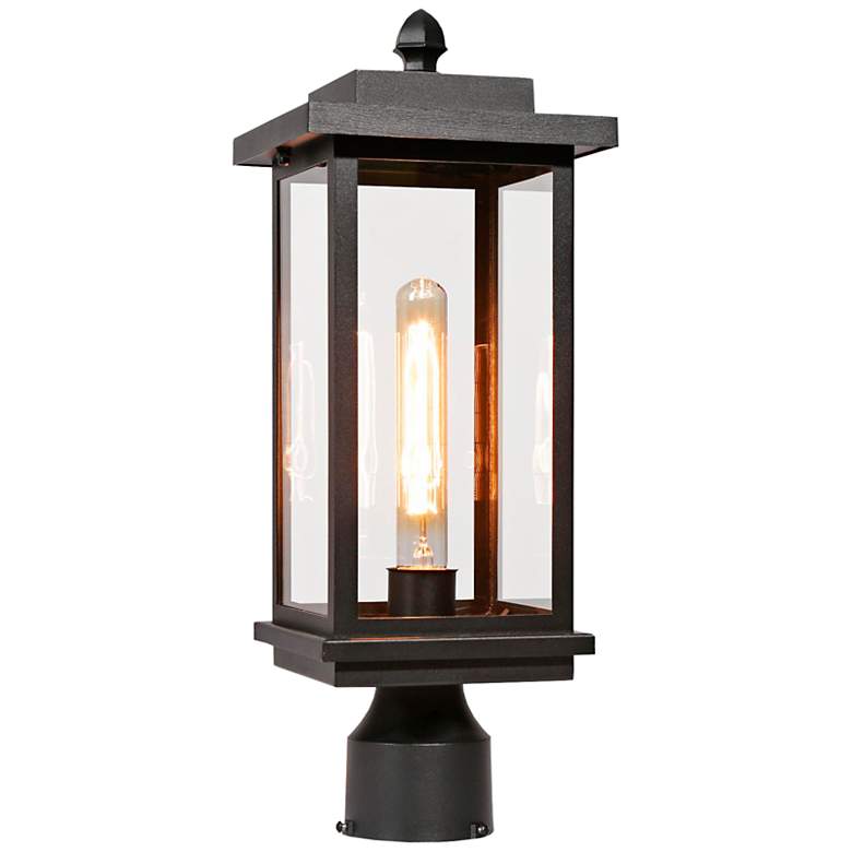Image 1 Melanthius 15 3/4" High Textured Black Outdoor Post Light