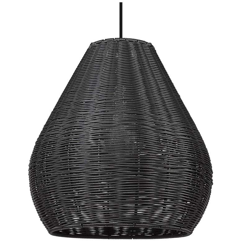 Image 1 Melany Outdoor Pendant in Natural Black with Matte Black Wicker