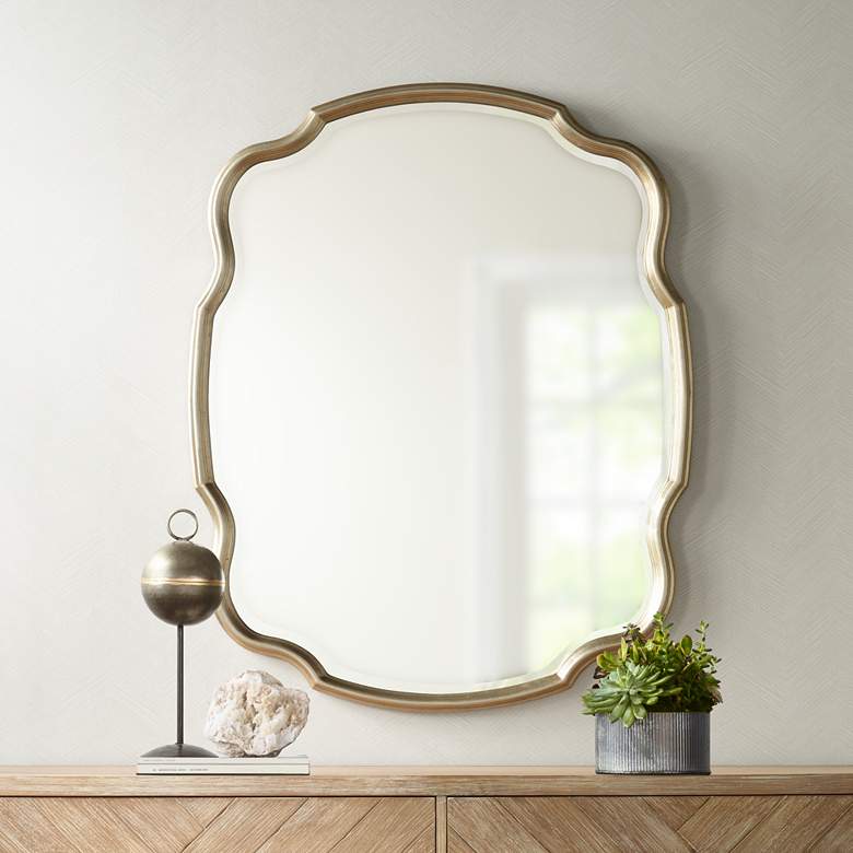 Image 1 Melba Champagne Gold 33 inch x 42 inch Curved Wall Mirror